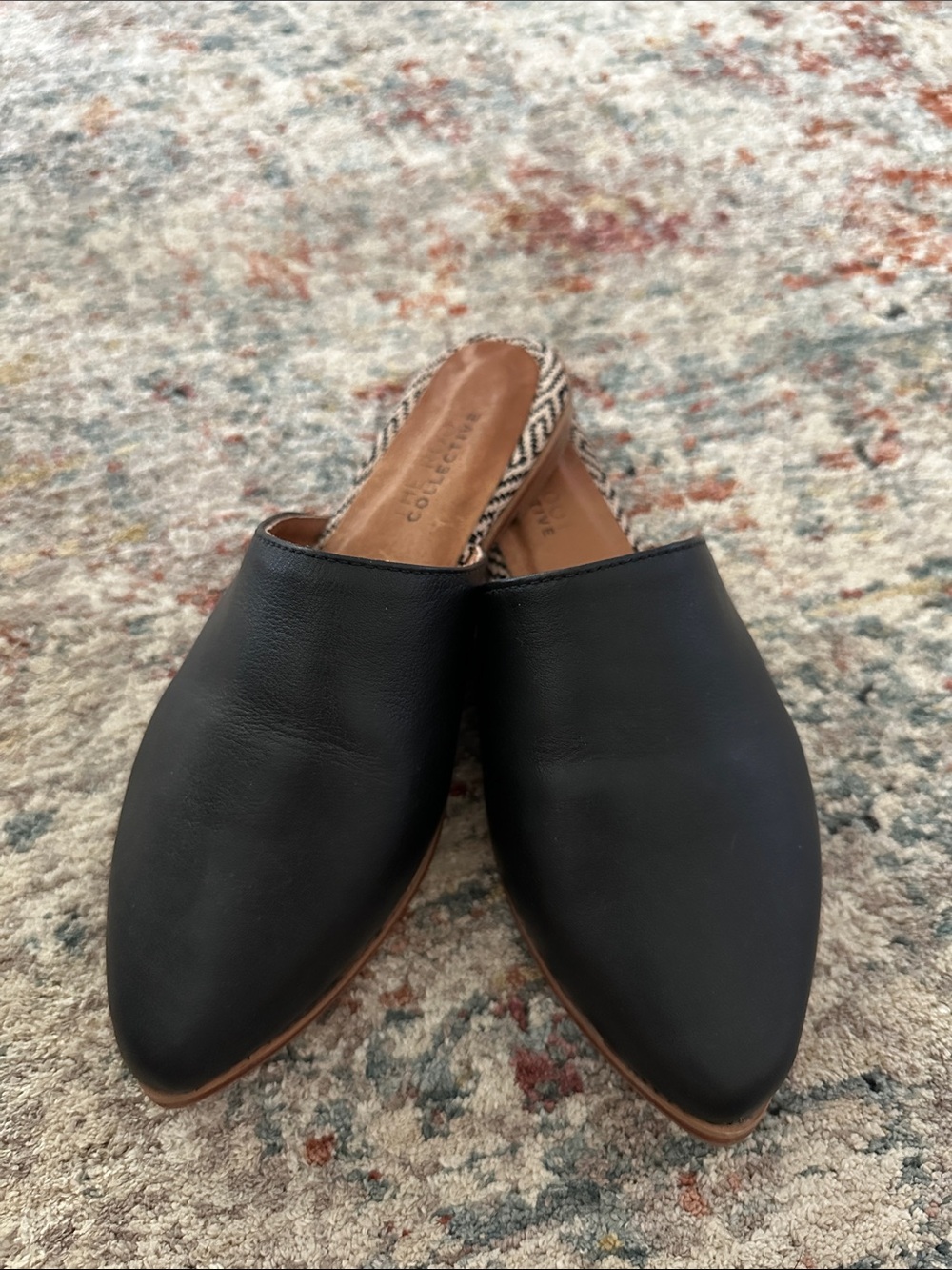 Women’s Black Leather Slip-On Mules - Classic Casual Style
